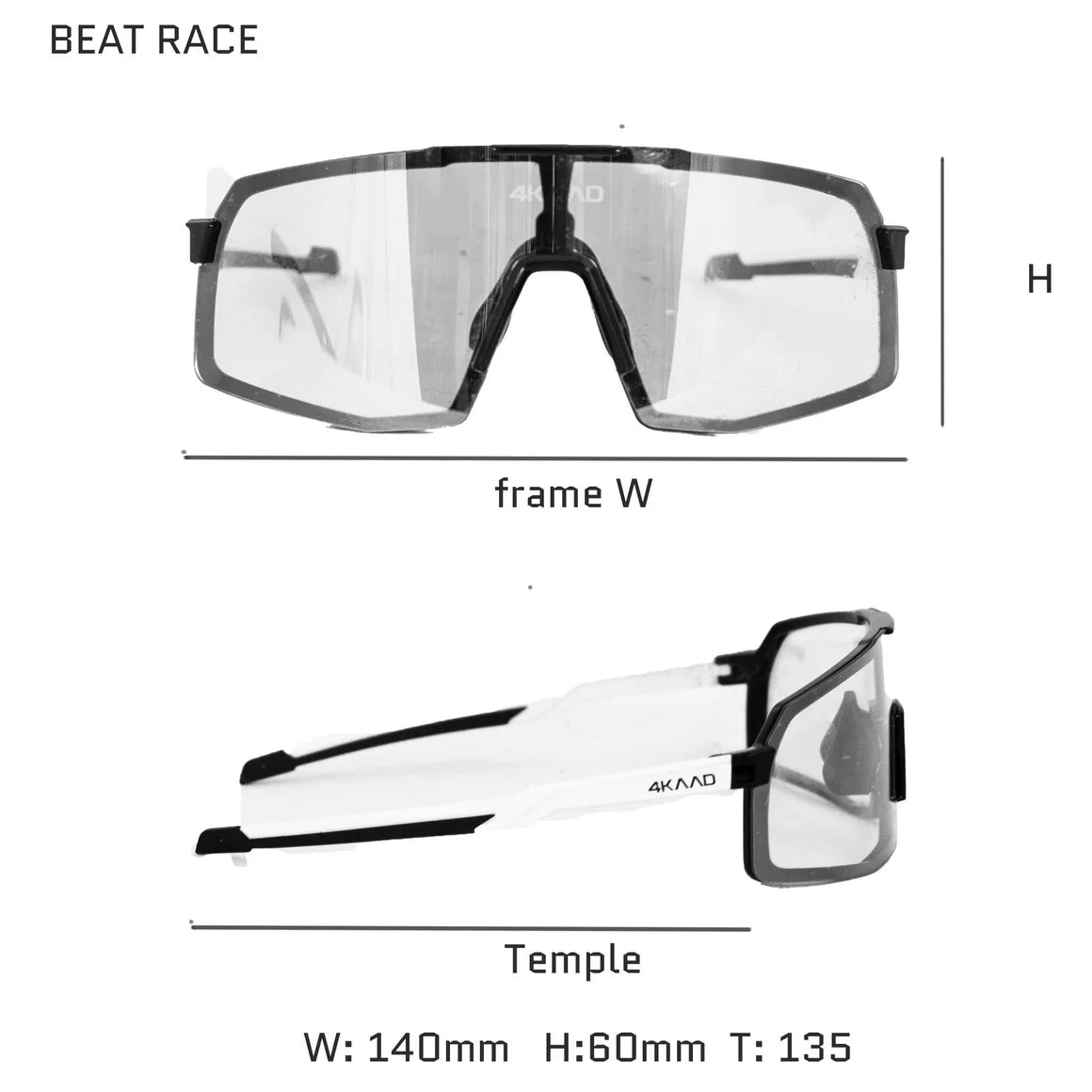 BEAT RACE Sports Glasses - White, Blue with Blue Photochromic Lenses