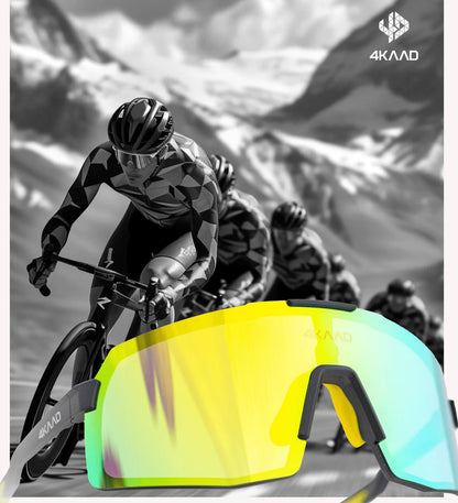 BEAT RACE Sports Glasses - Shiny Black Yellow with Gold Photochromic Lenses