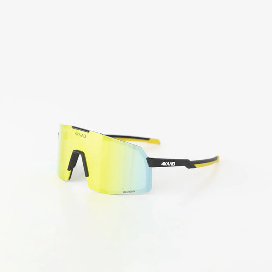BEAT RACE Sports Glasses - Shiny Black Yellow with Gold Photochromic Lenses